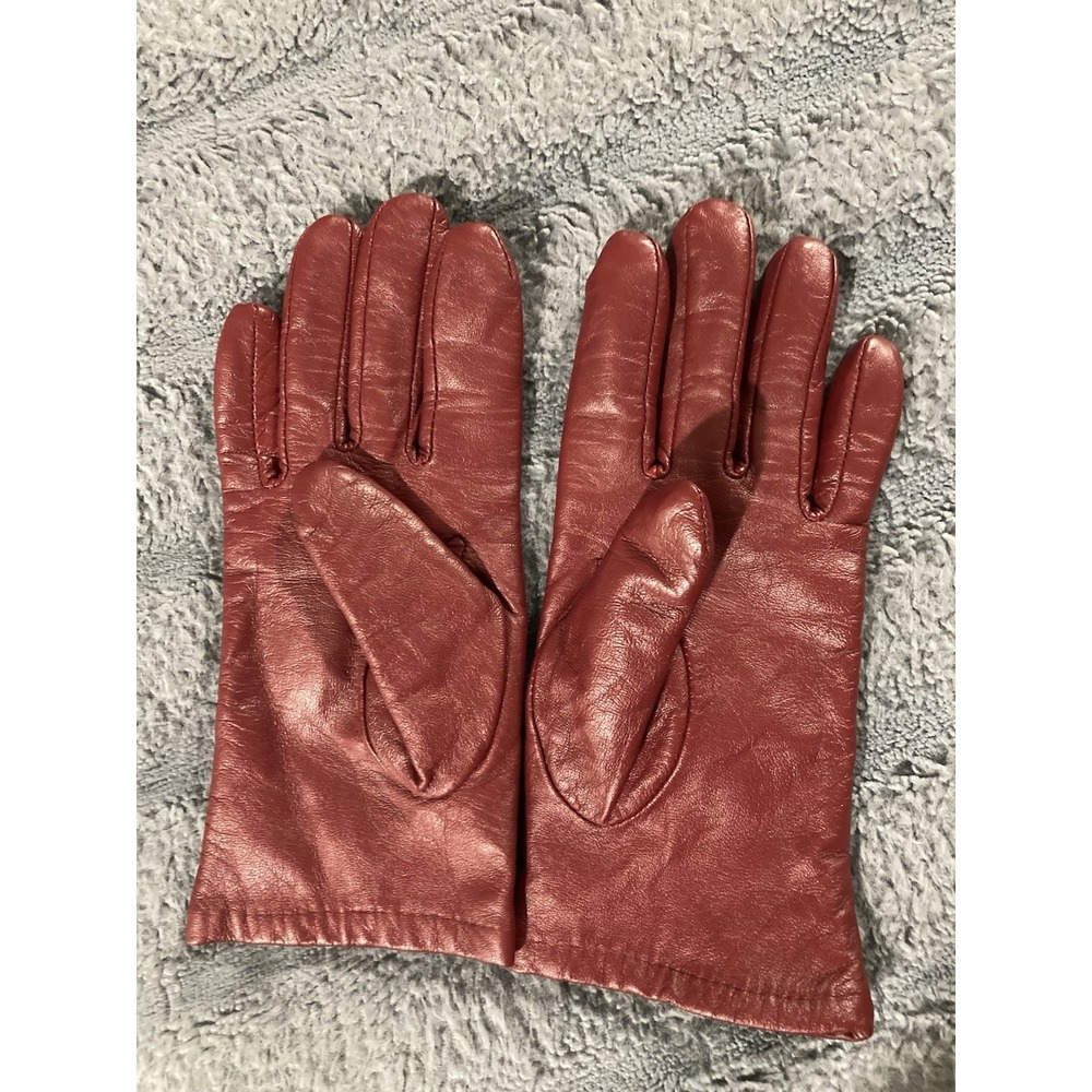 ARIS Red Genuine Leather Lined Women's Wrist Gloves Size 7.5 Style 880K5
